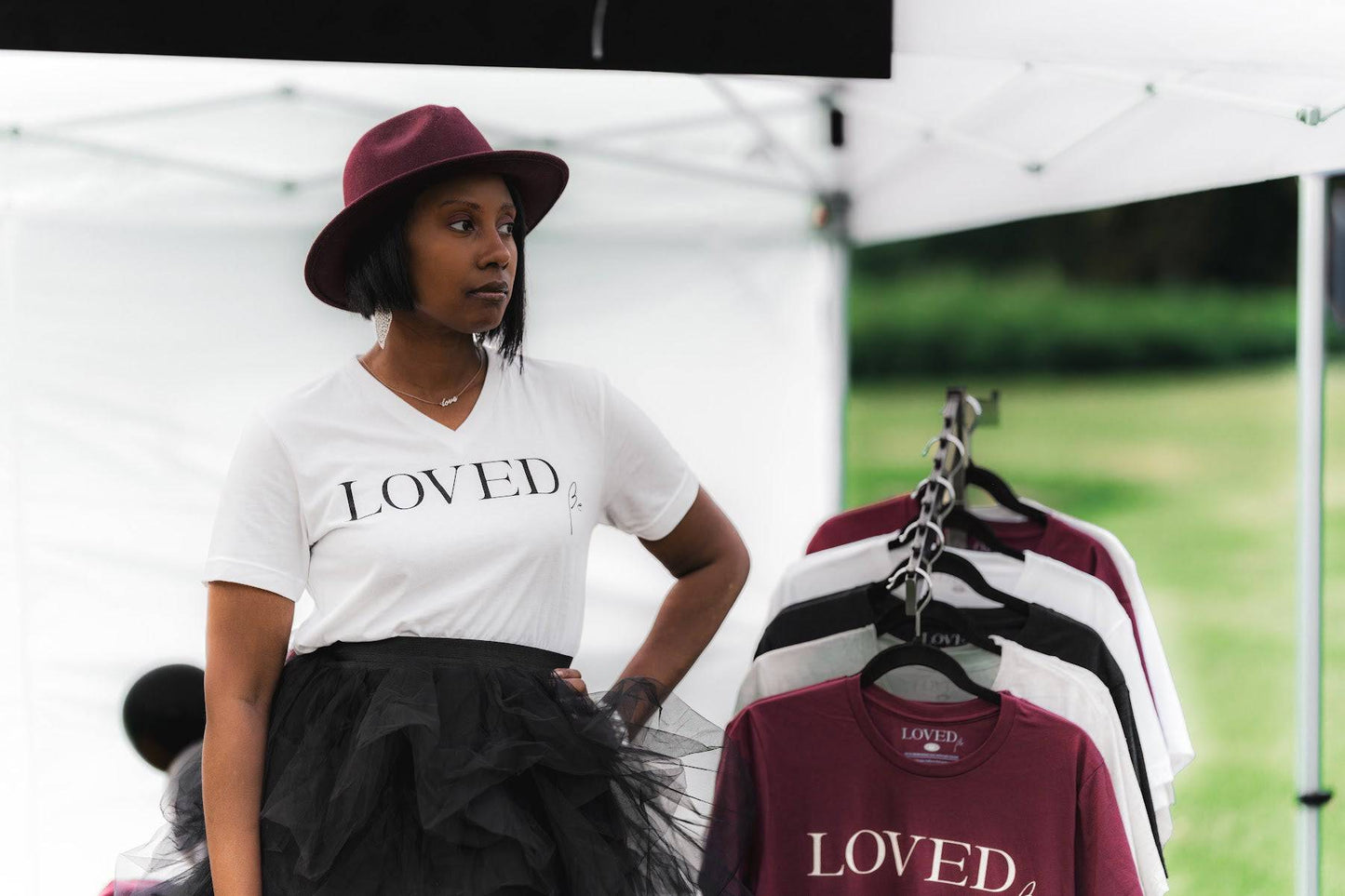 Be-LOVED WHITE V-NECK T-SHIRT - Beloved 1 Designs