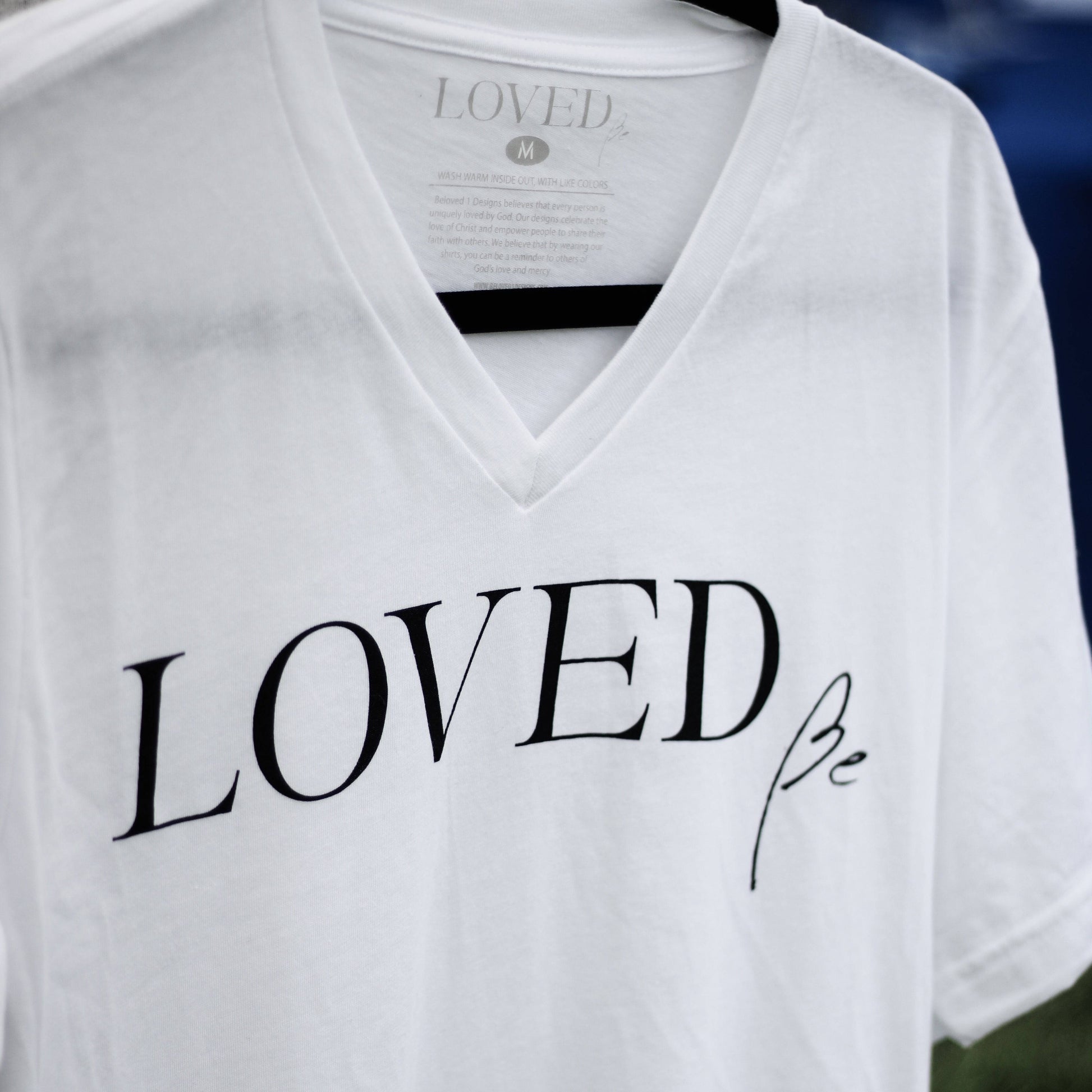 Be-LOVED WHITE V-NECK T-SHIRT - Beloved 1 Designs